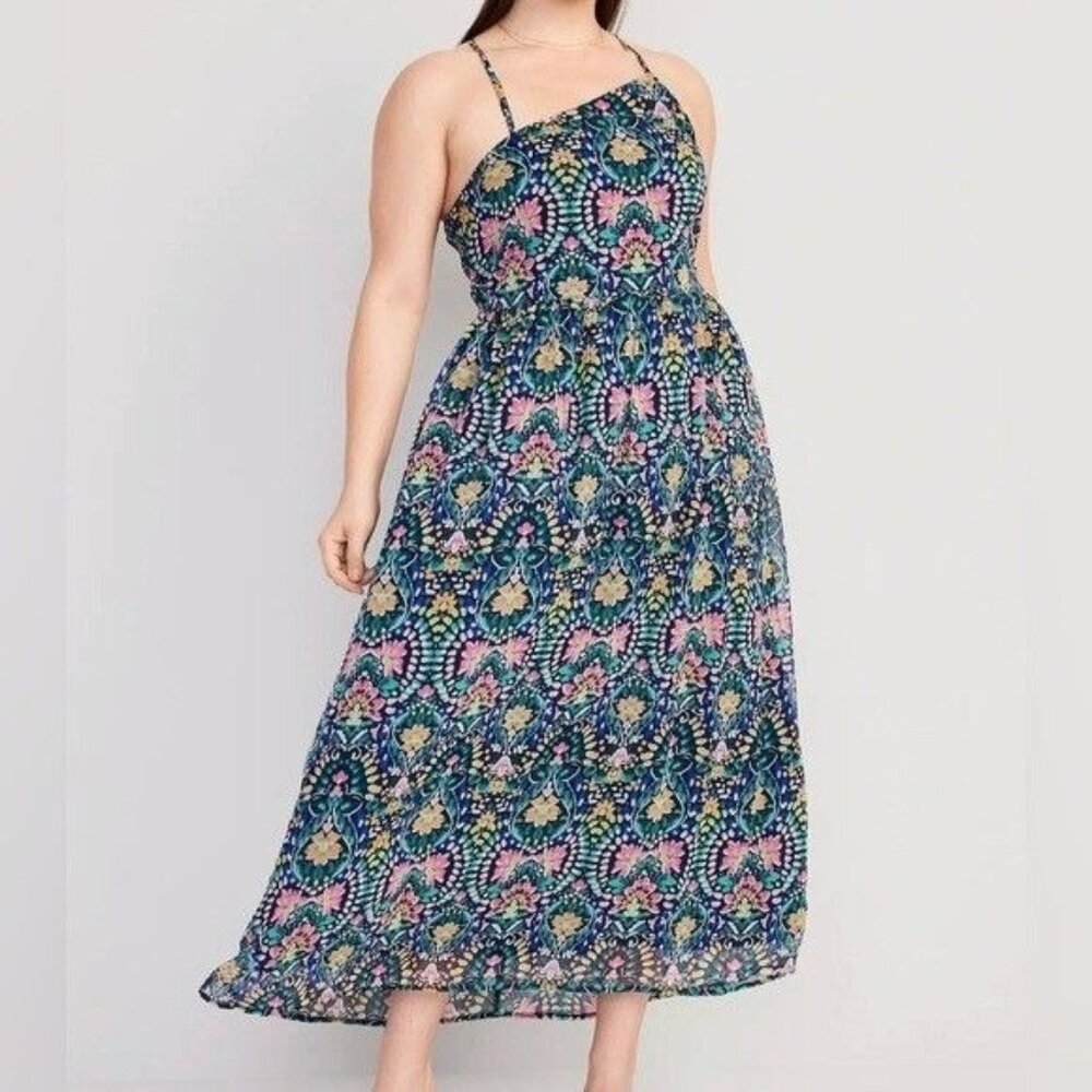 OLD NAVY  PLUS XXL Fit & Flare‎ One-Shoulder Maxi Dress Asymmetrical Neckline